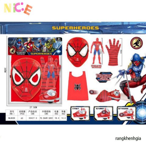 Bộ đồ hóa trang Spider-Man hoàn chỉnh - Áo choàng, mặt nạ LED, găng tay và đồ chơi siêu anh hùng cho trẻ em - Quà tặng sáng tạo thú vị