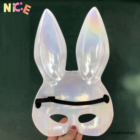 Mặt Nạ Hóa Trang Thỏ Bunny Ánh Xà Cừ Tai Dài - Phụ Kiện Halloween Cho Trẻ Em & Người Lớn, Độc Đáo & Bắt Mắt