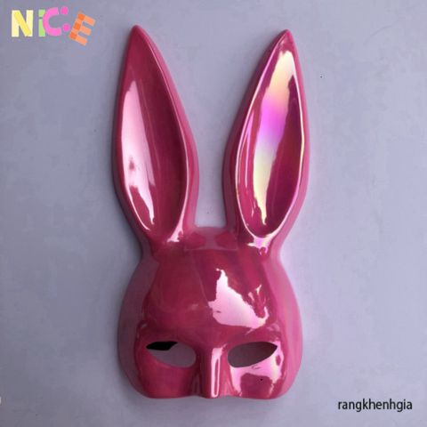 Mặt Nạ Hóa Trang Thỏ Bunny Ánh Xà Cừ Tai Dài - Phụ Kiện Halloween Cho Trẻ Em & Người Lớn, Độc Đáo & Bắt Mắt
