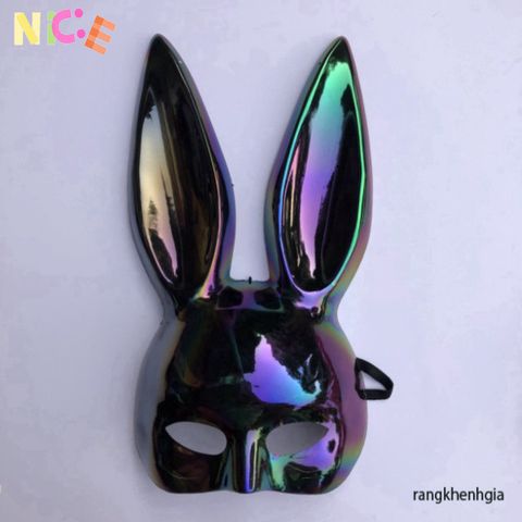 Mặt Nạ Hóa Trang Thỏ Bunny Ánh Xà Cừ Tai Dài - Phụ Kiện Halloween Cho Trẻ Em & Người Lớn, Độc Đáo & Bắt Mắt