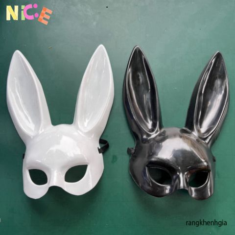 Mặt Nạ Hóa Trang Thỏ Bunny Ánh Xà Cừ Tai Dài - Phụ Kiện Halloween Cho Trẻ Em & Người Lớn, Độc Đáo & Bắt Mắt