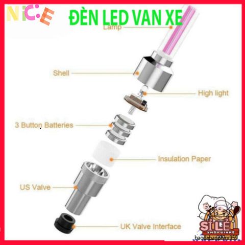 Đèn LED Nắp Van Lốp Xe Đạp, Xe Máy, Ô Tô - Phụ Kiện Chiếu Sáng An Toàn Ban Đêm, Dễ Dàng Lắp Đặt và Tiết Kiệm Năng Lượng