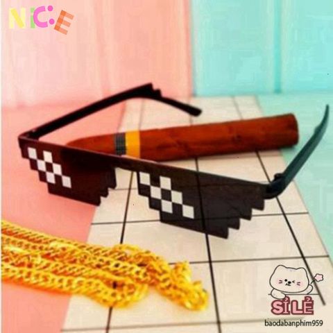 Kính Mát Thug Life Unisex - Phụ Kiện Thời Trang Pixel Hóa Độc Đáo Cho Nam Nữ, Tuyệt Vời Cho Tiệc Tùng và Sự Kiện