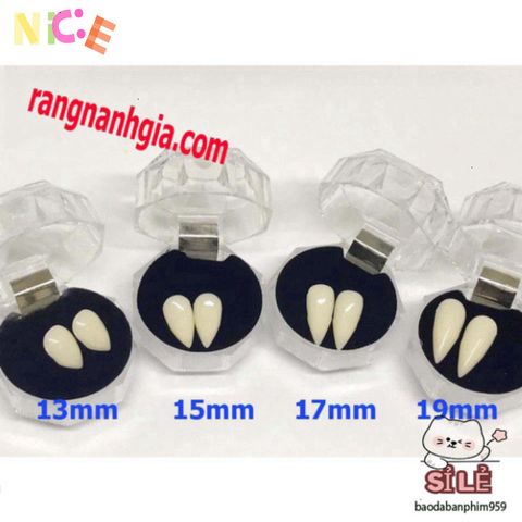 Bộ Răng Nan Hô Giả Sứ - Kèm Keo & 3 Viên Màu - Hoá Trang Ma Cà Rồng, Phù Hợp Cho Nam Nữ, Dễ Sử Dụng