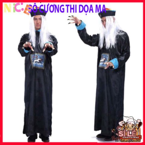Bộ Đồ Hóa Trang Zombie Nam - Trang Phục Halloween Đen Huyền Bí, Phong Cách Thoải Mái cho Bữa Tiệc Hóa Trang