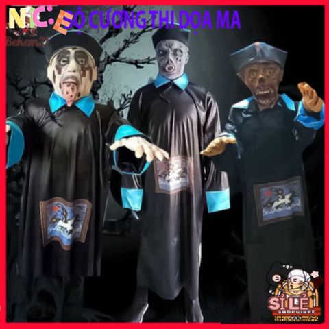 Bộ Đồ Hóa Trang Zombie Nam - Trang Phục Halloween Đen Huyền Bí, Phong Cách Thoải Mái cho Bữa Tiệc Hóa Trang