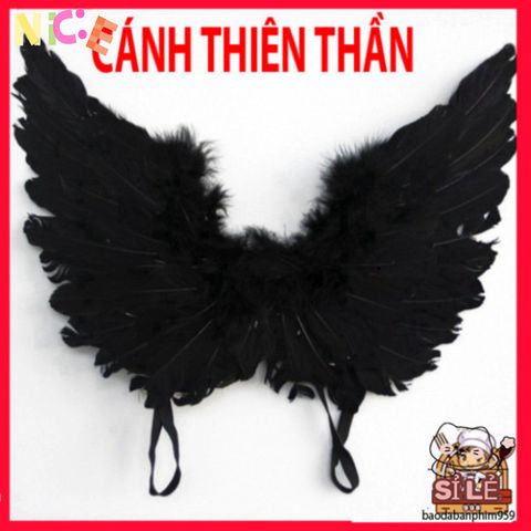 Cánh Ma Quỷ Cosplay Đen Trắng - Cánh Lông Vũ Hóa Trang Cho Halloween & Tiệc Tùng - Đồ Phụ Kiện Cosplay Chất Lượng Cao