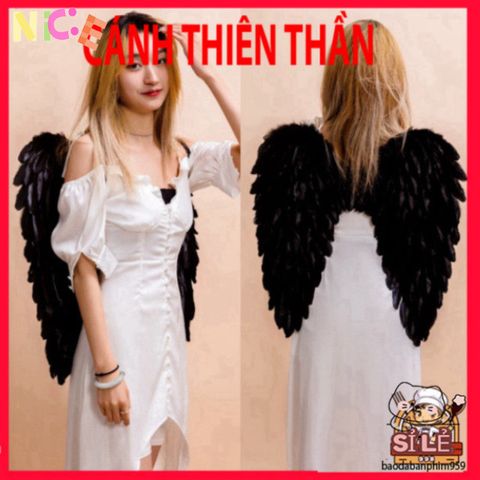 Cánh Ma Quỷ Cosplay Đen Trắng - Cánh Lông Vũ Hóa Trang Cho Halloween & Tiệc Tùng - Đồ Phụ Kiện Cosplay Chất Lượng Cao