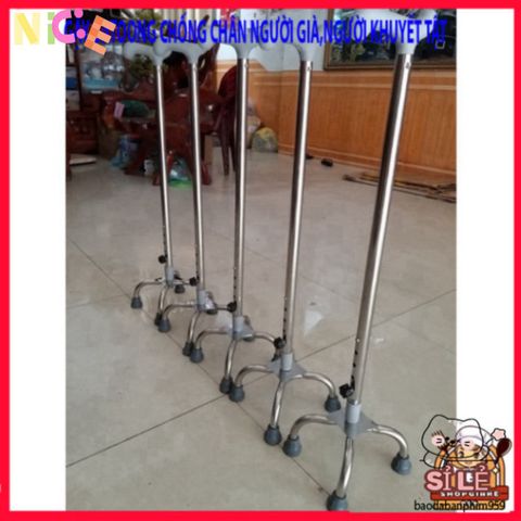 Gậy Tập Đi Inox 3 Chân Chống Ngã - Hỗ Trợ An Toàn Cho Người Cao Tuổi & Phục Hồi Sức Khỏe - Điều Chỉnh Chiều Cao, Thiết Kế Bền Bỉ
