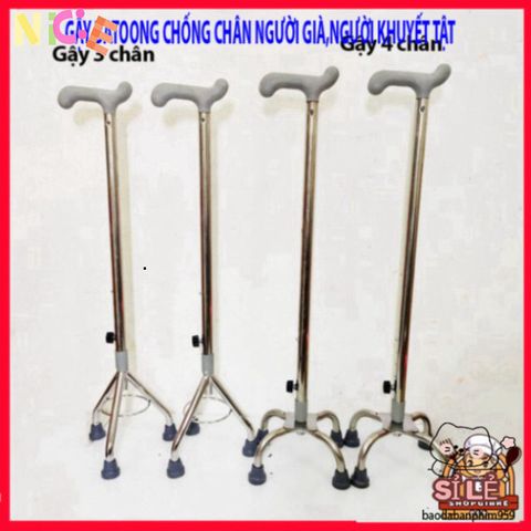 Gậy Tập Đi Inox 3 Chân Chống Ngã - Hỗ Trợ An Toàn Cho Người Cao Tuổi & Phục Hồi Sức Khỏe - Điều Chỉnh Chiều Cao, Thiết Kế Bền Bỉ