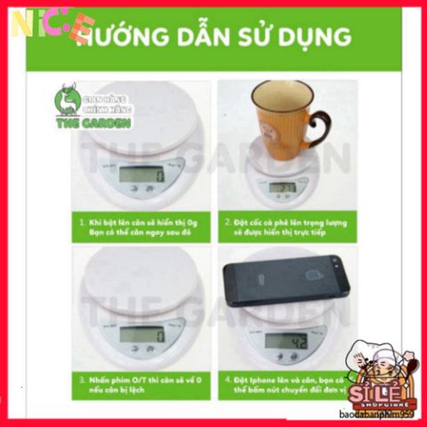Cân Điện Tử Mini THE GARDEN B05 - Đo Chính Xác 1g-5kg, Hoàn Hảo Cho Làm Bánh, Thiết Kế Sang Trọng, Kèm 2 Viên Pin AAA