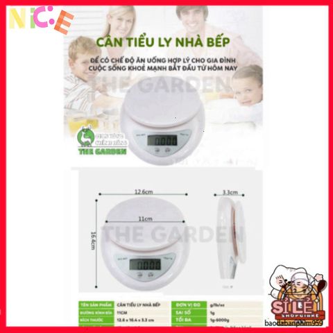 Cân Điện Tử Mini THE GARDEN B05 - Đo Chính Xác 1g-5kg, Hoàn Hảo Cho Làm Bánh, Thiết Kế Sang Trọng, Kèm 2 Viên Pin AAA