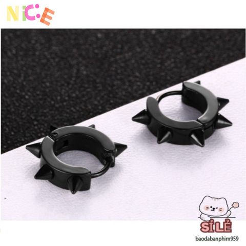 Khuyên Tai Inox Nam Hình Tròn Gai - Trang Sức Độc Đáo, Phong Cách Cá Tính, An Toàn Cho Sức Khỏe, Bảo Hành Vĩnh Viễn