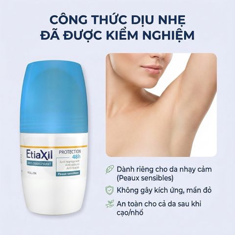 Lăn khử mùi Etiaxil 48H - Deodorant chống mồ hôi hiệu quả, nhẹ dịu cho mọi làn da, tiện dụng 50ml