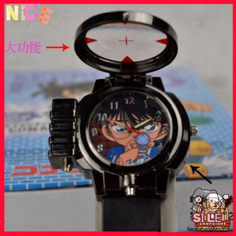 Đồng Hồ Đeo Tay Trẻ Em Thám Tử Conan - Kính Lúp và Đèn Laser, Phụ Kiện Dễ Thương Cho Bé Trai Yêu Thích Khám Phá