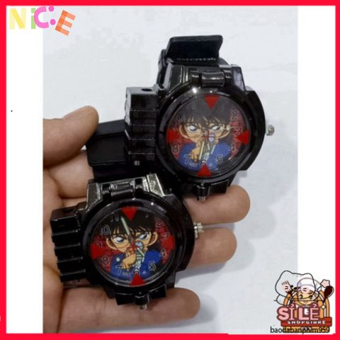 Đồng Hồ Đeo Tay Trẻ Em Thám Tử Conan - Kính Lúp và Đèn Laser, Phụ Kiện Dễ Thương Cho Bé Trai Yêu Thích Khám Phá