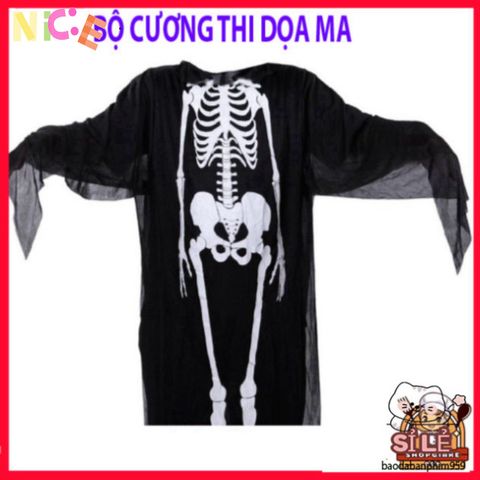 Bộ Trang Phục Halloween Hình Khung Xương - Áo Dài, Mặt Nạ & Găng Tay Xương - Đồ Hóa Trang Độc Đáo Cho Bữa Tiệc Ma Quái