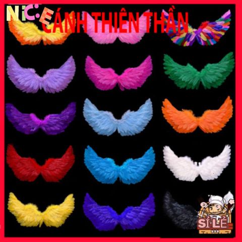Cánh Cosplay Thiên Thần Độc Đáo Cho Halloween - Phụ Kiện Lễ Hội Lông Vũ Màu Trắng, Đen, Đỏ, Hồng Cho Trẻ Em và Người Lớn