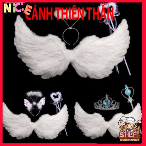 Cánh Cosplay Thiên Thần Độc Đáo Cho Halloween - Phụ Kiện Lễ Hội Lông Vũ Màu Trắng, Đen, Đỏ, Hồng Cho Trẻ Em và Người Lớn