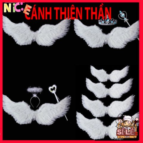 Cánh Cosplay Thiên Thần Độc Đáo Cho Halloween - Phụ Kiện Lễ Hội Lông Vũ Màu Trắng, Đen, Đỏ, Hồng Cho Trẻ Em và Người Lớn
