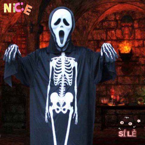 Áo Choàng Hóa Trang Ma Quái - Bộ Trang Phục Halloween Hình Bọ Cạp, Dơi, Đầu Lâu, Kèm Mặt Nạ và Găng Tay Xương