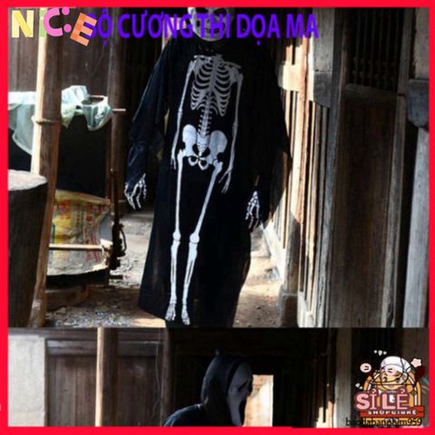 Áo Choàng Hóa Trang Ma Quái - Bộ Trang Phục Halloween Hình Bọ Cạp, Dơi, Đầu Lâu, Kèm Mặt Nạ và Găng Tay Xương