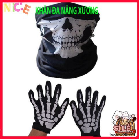 Khẩu Trang Đầu Lâu Xương 50cm - Khăn Đa Năng Vải Lanh Thoáng Mát cho Dã Ngoại và Phong Cách Cá Tính.