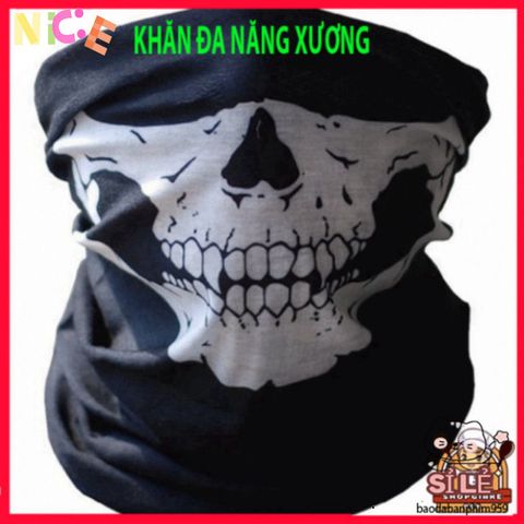 Khẩu Trang Đầu Lâu Xương 50cm - Khăn Đa Năng Vải Lanh Thoáng Mát cho Dã Ngoại và Phong Cách Cá Tính.