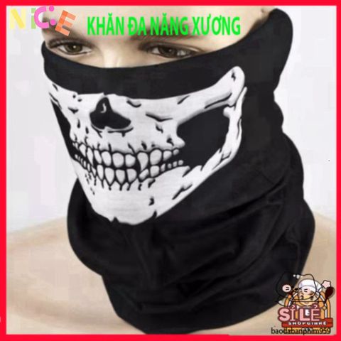Khẩu Trang Đầu Lâu Xương 50cm - Khăn Đa Năng Vải Lanh Thoáng Mát cho Dã Ngoại và Phong Cách Cá Tính.