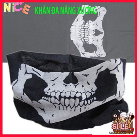 Khẩu Trang Đầu Lâu Thời Trang - Khăn Đa Năng Vải Lanh Thoáng Mát 50cm, Bảo Vệ Chống Bụi và Nắng, Phù Hợp Cho Du Lịch và Hoạt Động Ngoài Trời