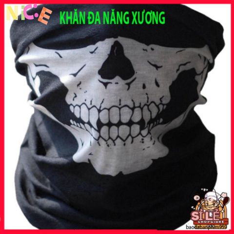 Khẩu Trang Đầu Lâu Thời Trang - Khăn Đa Năng Vải Lanh Thoáng Mát 50cm, Bảo Vệ Chống Bụi và Nắng, Phù Hợp Cho Du Lịch và Hoạt Động Ngoài Trời