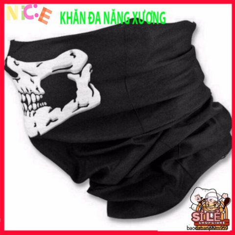Khẩu Trang Đầu Lâu Thời Trang - Khăn Đa Năng Vải Lanh Thoáng Mát 50cm, Bảo Vệ Chống Bụi và Nắng, Phù Hợp Cho Du Lịch và Hoạt Động Ngoài Trời