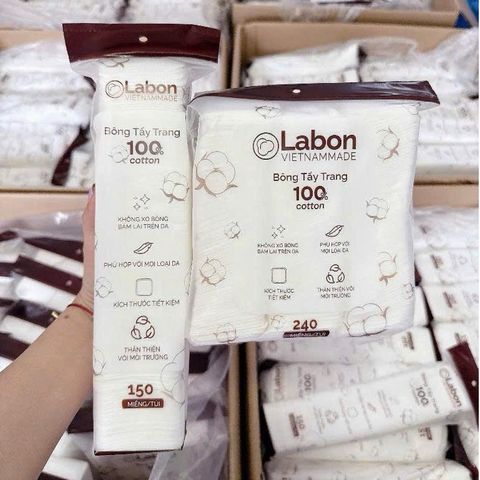 Bông Tẩy Trang Labon 240 Miếng 100% Cotton Tự Nhiên - Mềm Mịn, Thân Thiện Với Da Nhạy Cảm, Dùng Tẩy Trang, Thoa Toner, Đắp Lotion Mask