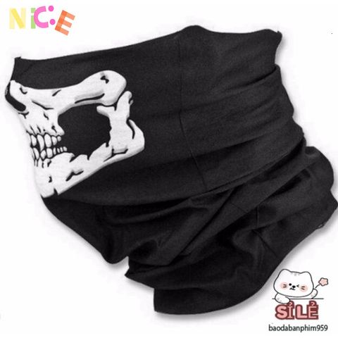 Khẩu Trang Đa Năng Hình Đầu Lâu Xương - Vải Lanh Thoáng Mát 50cm, Phong Cách Thời Trang Dành Cho Những Cuộc Phiêu Lưu Ngoài Trời