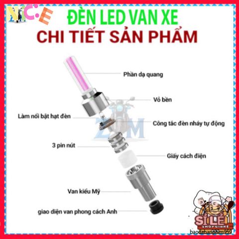 Bộ Đèn LED Gắn Bánh Xe Đạp - Đèn Neon Phát Sáng An Toàn Cho Xe Đạp, Ô Tô, Xe Máy - Combo 2 Đèn Nắp Van Sống Động