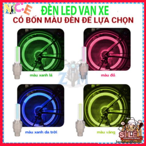 Bộ Đèn LED Gắn Bánh Xe Đạp - Đèn Neon Phát Sáng An Toàn Cho Xe Đạp, Ô Tô, Xe Máy - Combo 2 Đèn Nắp Van Sống Động