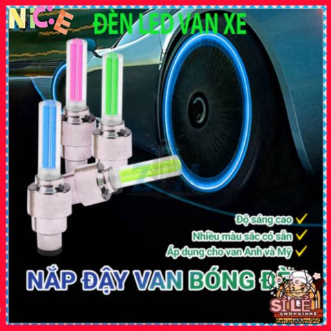 Bộ Đèn LED Gắn Bánh Xe Đạp - Đèn Neon Phát Sáng An Toàn Cho Xe Đạp, Ô Tô, Xe Máy - Combo 2 Đèn Nắp Van Sống Động