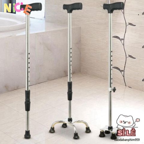 Gậy Chống 3-4 Chân Cho Người Già - Bền Bỉ, An Toàn và Có Thể Điều Chỉnh, Hỗ Trợ Tăng Cường Di Chuyển Cho Người Cao Tuổi