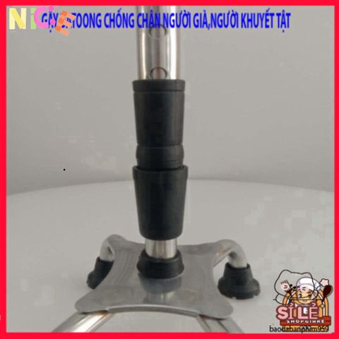 Gậy Tập Đi 4 Chân INOX Điều Chỉnh Chiều Cao - Dụng Cụ Hỗ Trợ Di Chuyển An Toàn, Bền Bỉ Cho Người Già và Người Khuyết Tật