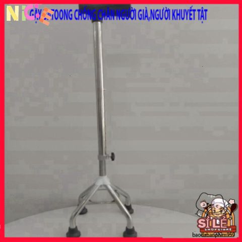 Gậy Tập Đi 4 Chân INOX Điều Chỉnh Chiều Cao - Dụng Cụ Hỗ Trợ Di Chuyển An Toàn, Bền Bỉ Cho Người Già và Người Khuyết Tật