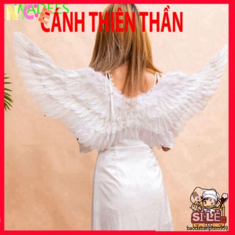 Cánh Lông Vũ Trắng Halloween - Phụ Kiện Hóa Trang Độc Đáo Cho Tiệc, Cosplay, Tiệc Bachelorette, Tạo Dáng Ấn Tượng