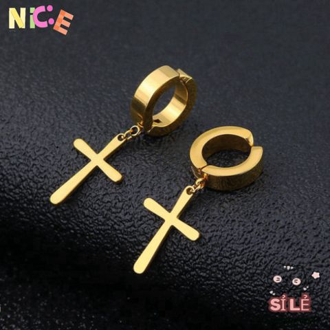 Khuyên Tai Titan Hình Thánh Giá BTN-6065 - Phụ Kiện Thời Trang Hàn Quốc Cá Tính, Độ Bền Cao, Giao Hàng Tận Nơi
