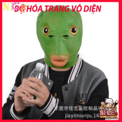 Mặt Nạ Silicone Xanh Hình Cá - Mặt Nạ Hóa Trang Vui Nhộn Cho Tiệc Halloween & Giáng Sinh, An Toàn và Độc Đáo