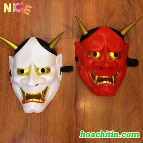 Mặt Nạ Hannya Nhựa Cứng - Phụ Kiện Thời Trang Độc Đáo, Kích Thước 22x28cm, Hoa Chí Tín, Quà Tặng Fan Văn Hóa Nhật Bản
