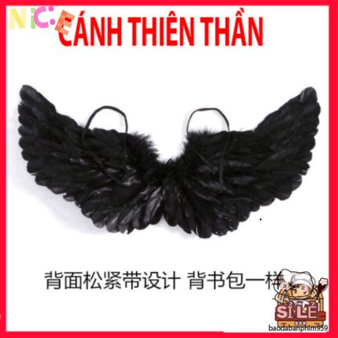 Bộ 3 Phụ Kiện Halloween - Cánh Đen Huyền Ảo và Đũa Phép Lông Quỷ Kỳ Diệu cho Trẻ Em - Trang Phục Tiệc Độc Đáo