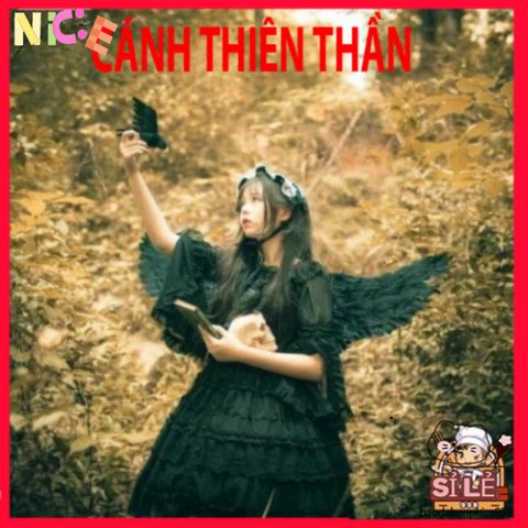 Bộ 3 Phụ Kiện Halloween - Cánh Đen Huyền Ảo và Đũa Phép Lông Quỷ Kỳ Diệu cho Trẻ Em - Trang Phục Tiệc Độc Đáo