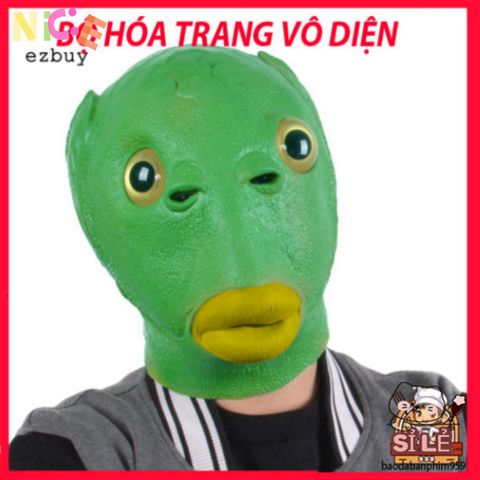 Mặt Nạ Silicon Đầu Cá Xanh Lá Vui Nhộn - Khăn Che Mặt An Toàn Cho Người Lớn Trong Các Buổi Tiệc Hóa Trang và Halloween