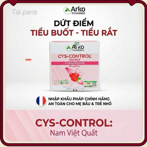 Cys-Control Cranberry Arkopharma 20 Gói - Hỗ Trợ Sức Khỏe Đường Tiết Niệu - Giải Pháp Tự Nhiên Tăng Cường Miễn Dịch