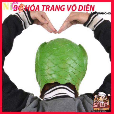 Mặt Nạ Hóa Trang Quái Thú Đầu Cá Màu Xanh Lá cho Tiệc Halloween - Phụ Kiện Cosplay Độc Đáo và Thú Vị