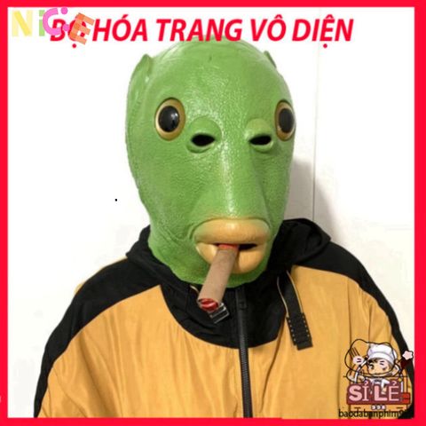 Mặt Nạ Hóa Trang Quái Thú Đầu Cá Màu Xanh Lá cho Tiệc Halloween - Phụ Kiện Cosplay Độc Đáo và Thú Vị
